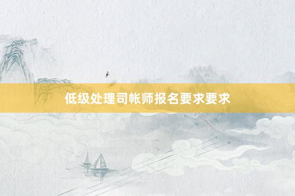 低级处理司帐师报名要求要求